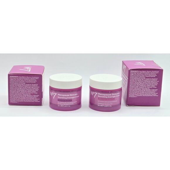 3- No7 Menopause Skincare Nourishing Overnight Cream, 1.69 oz 50 mL New - 3 Pak - Picture 3 of 6